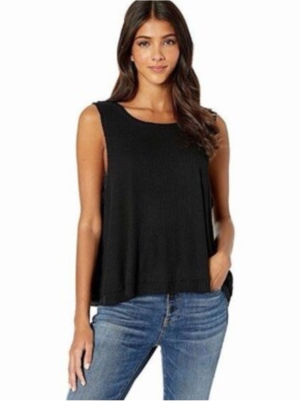 WE THE FREE Classic Black Women's Soft Ribbed Oversized Tank Top Sz S - Picture 2 of 8